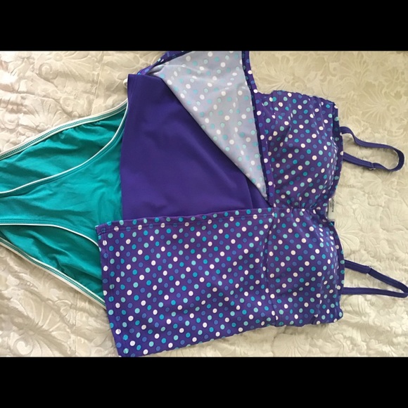 Liz Claiborne tankini top purple blue size 16 bottom turquoise.🌴 - Picture 4 of 8
